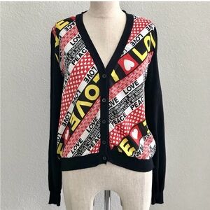 Moschino Black and Red Graphic Cardigan